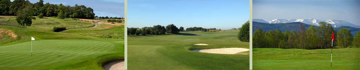 Parkland and links golf courses, fairways and bunkers