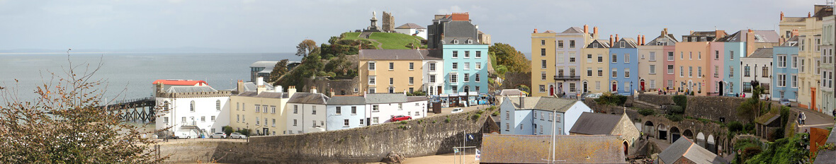 Houses around the harbour in Tenby, Pembrokeshire